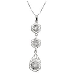 .28 Carat Diamond White Gold Pendant Necklace
