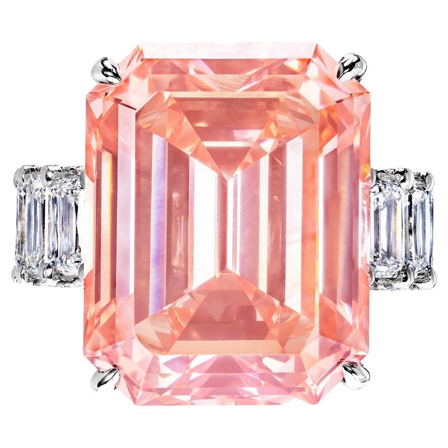 28 Carat Emerald Cut Diamond Engagement Ring GIA Certified FVP VVS2