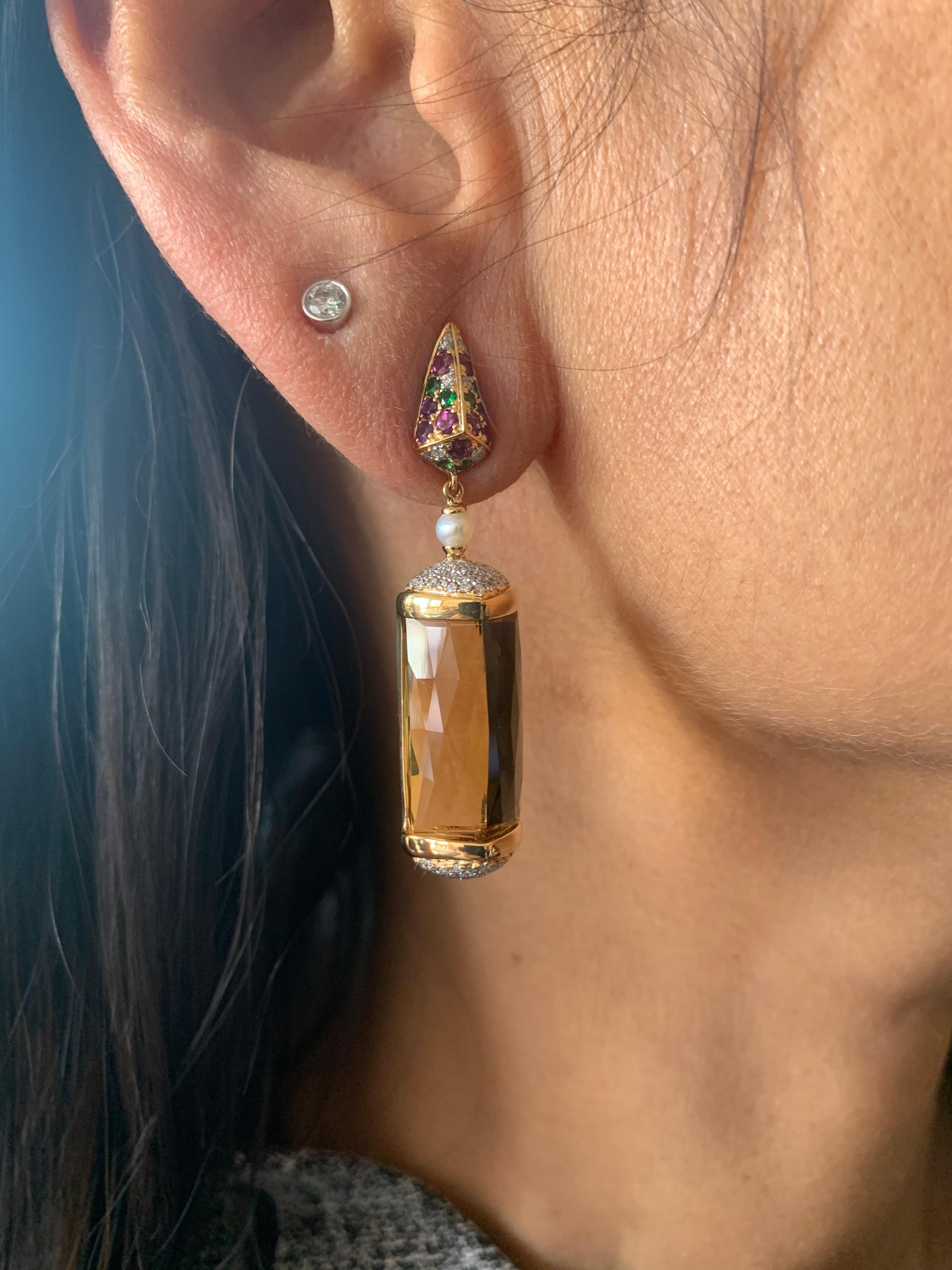 gold quartz earrings