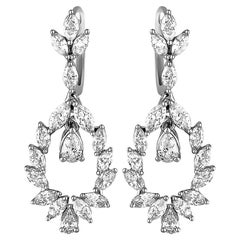 2.8 Carat Marquise Cut Diamond Dangle Earrings in 18K White Gold