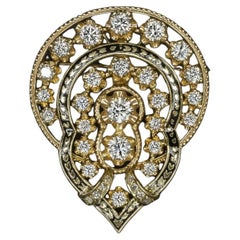 2.8 Carat Midcentury Vintage Diamond Yellow Brooch Pendant