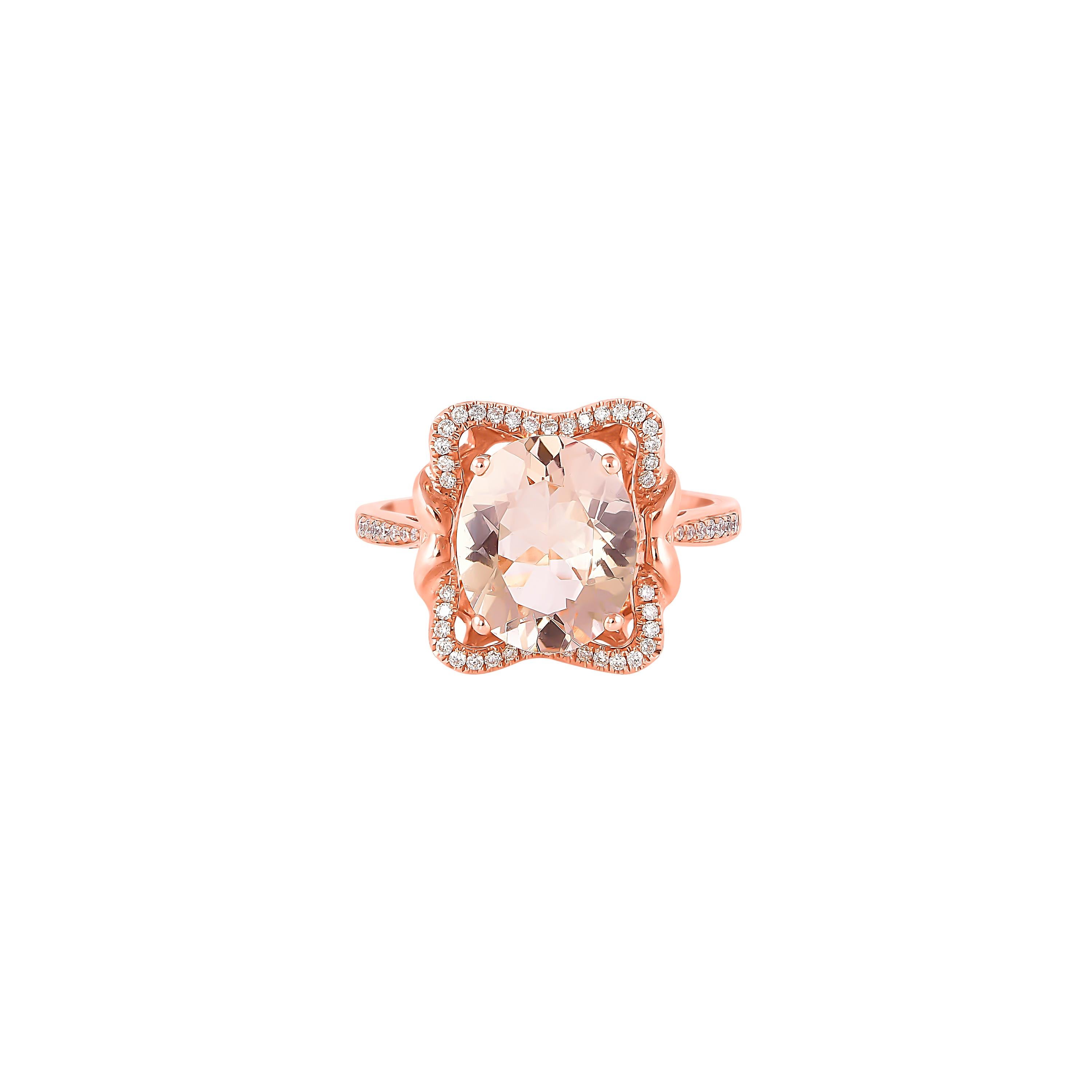 Contemporary Sunita Nahata Morganite 2.80ct. Fancy Ring in 18Karat Rose Gold with Diamond. For Sale