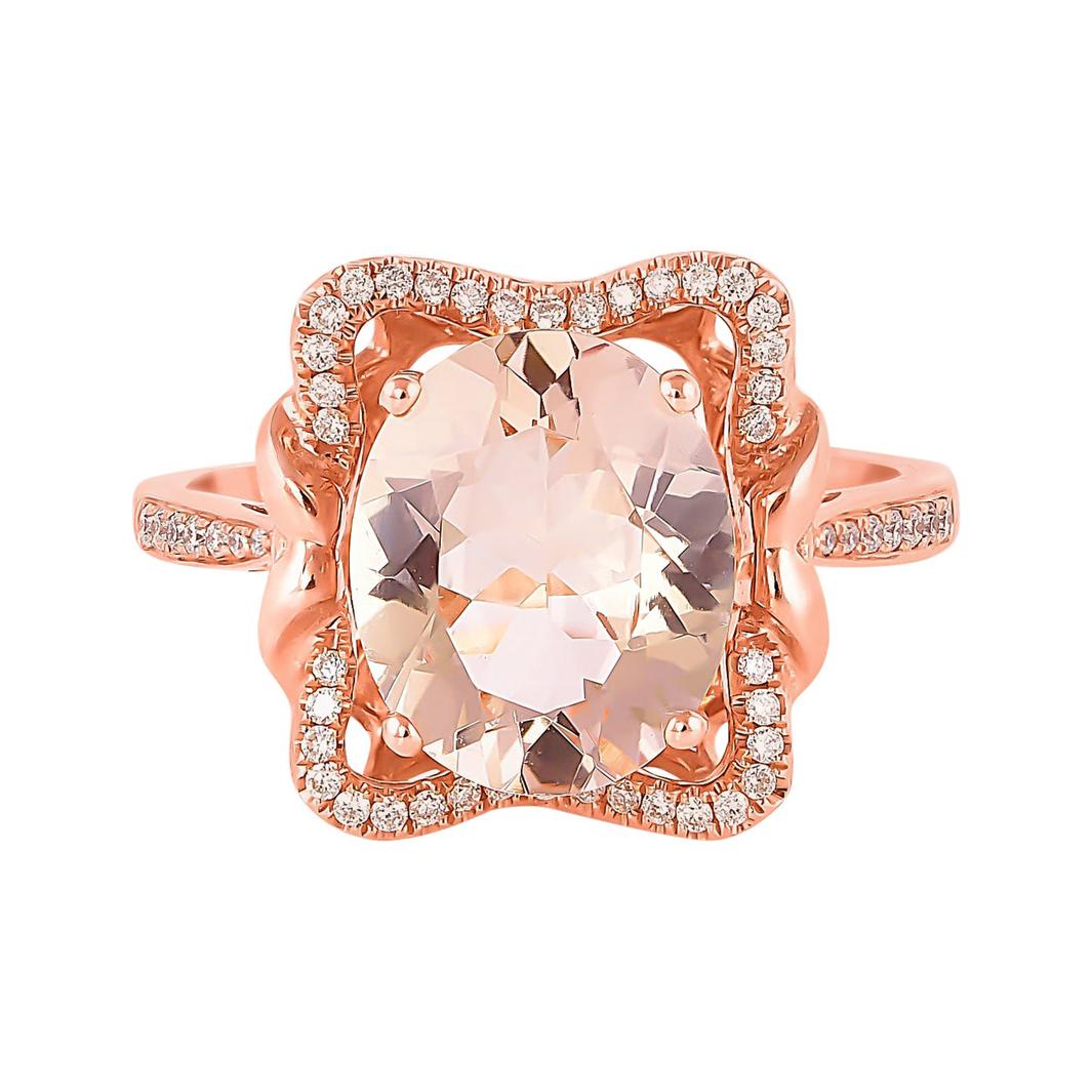 Sunita Nahata Morganite 2.80ct. Fancy Ring in 18Karat Rose Gold with Diamond. For Sale