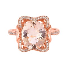 2.8 Carat Morganite and Diamond Ring in 18 Karat Rose Gold