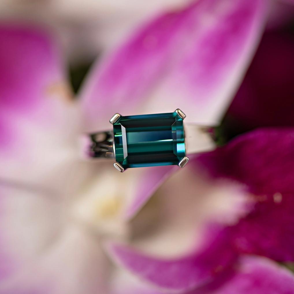 Indigolite is a variety of natural tourmaline, that awailiable in a various shades of light to dark blue
This stone is really very rare and gorgeous. It has amazing intense blue colour with some greenish flashes. 
We saw this beautiful 2,8 carats