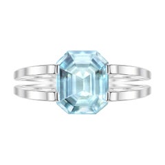 2, 8 Carat Natural Grandidierite 18 Karat White Gold Geometric Cocktail Ring