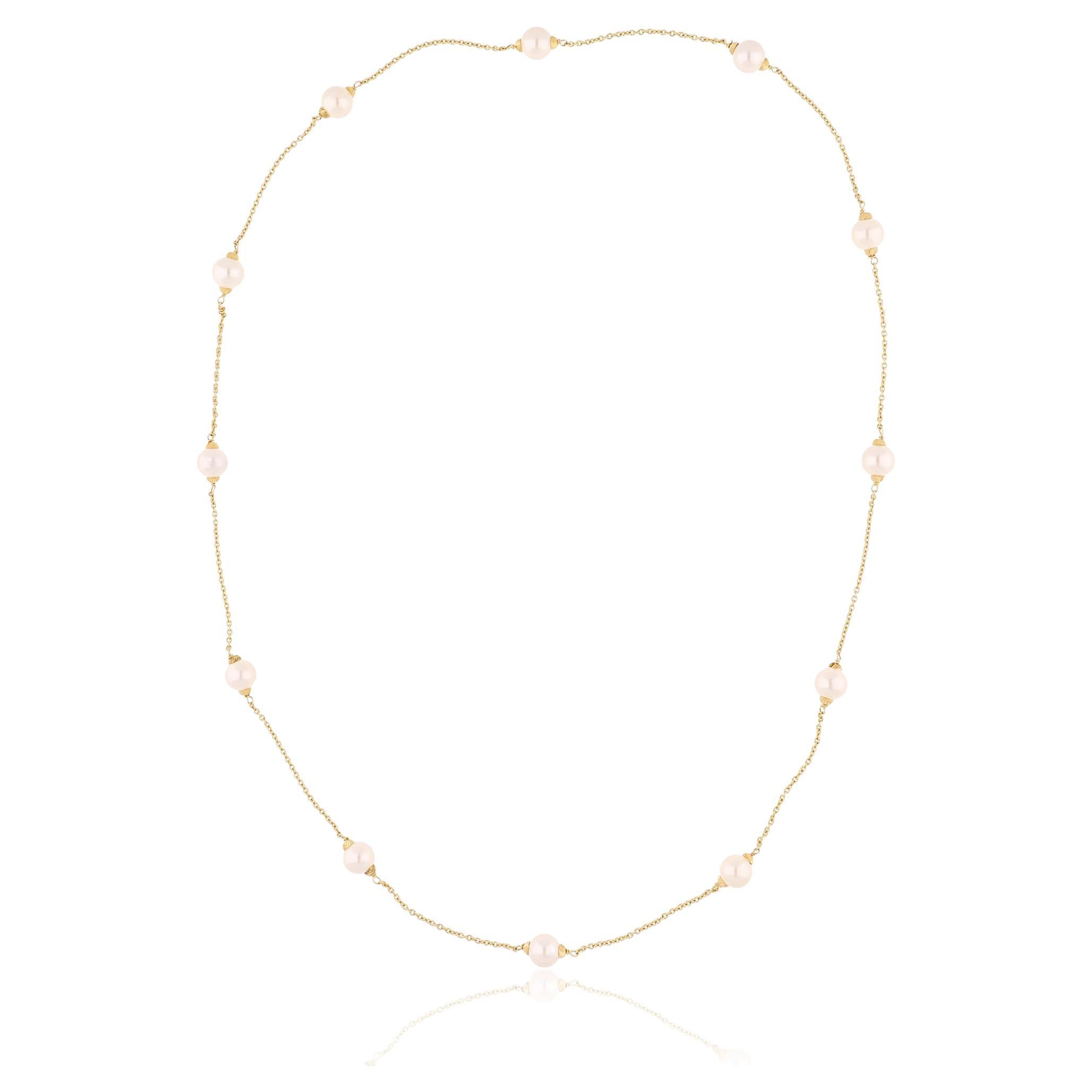 28 Carat Natural Pearl Beaded Gemstone Necklace 18 Karat Yellow Gold Jewelry