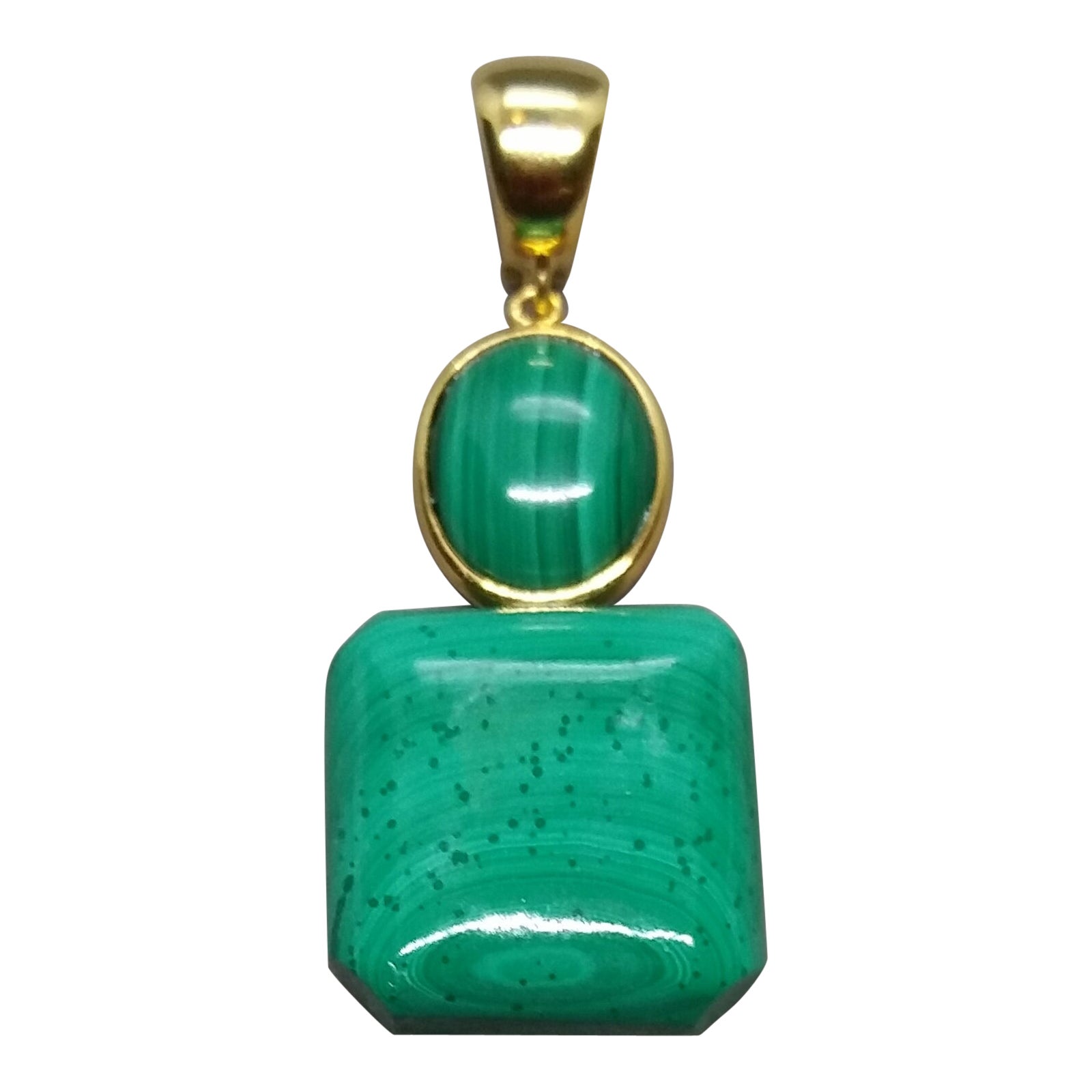 Colgante Malaquita Forma Octágono 28 Quilates Cabujón Malaquita Oro Amarillo 14k