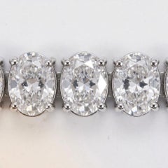 28 Carat Oval Diamond 18k White Gold Tennis Necklace