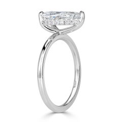 2.8 Carat Pear Diamond Ring Brilliant White 14K White Gold Quiet Power Signature