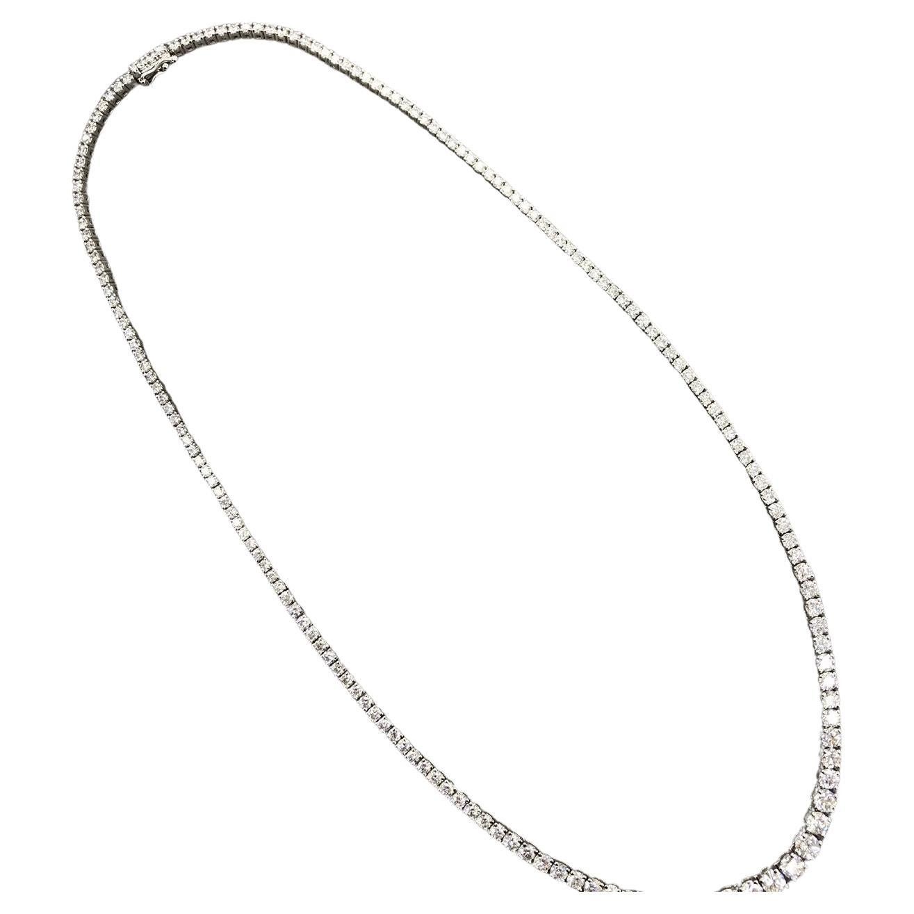 28 Karat runder Diamant-Tennis-Halskette aus 18 Karat Weißgold mit Brillantschliff (Zeitgenössisch) im Angebot