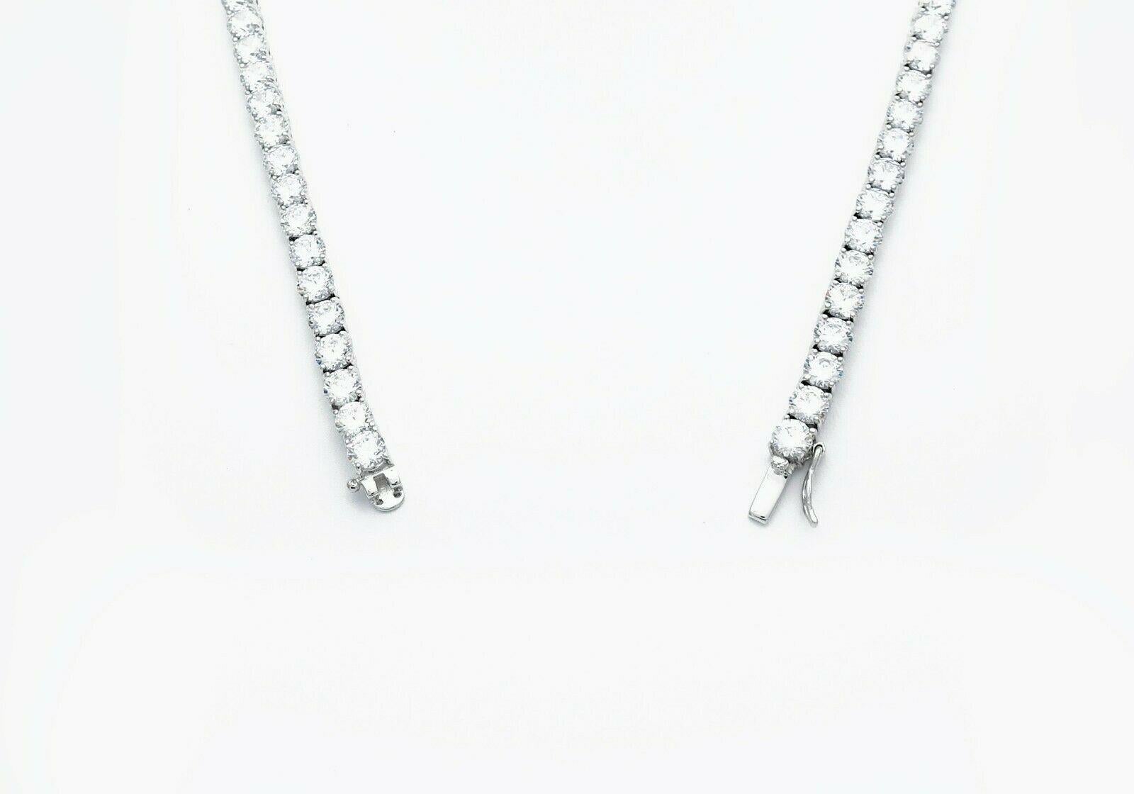 28 Karat runder Diamant-Tennis-Halskette aus 18 Karat Weißgold mit Brillantschliff im Angebot 2