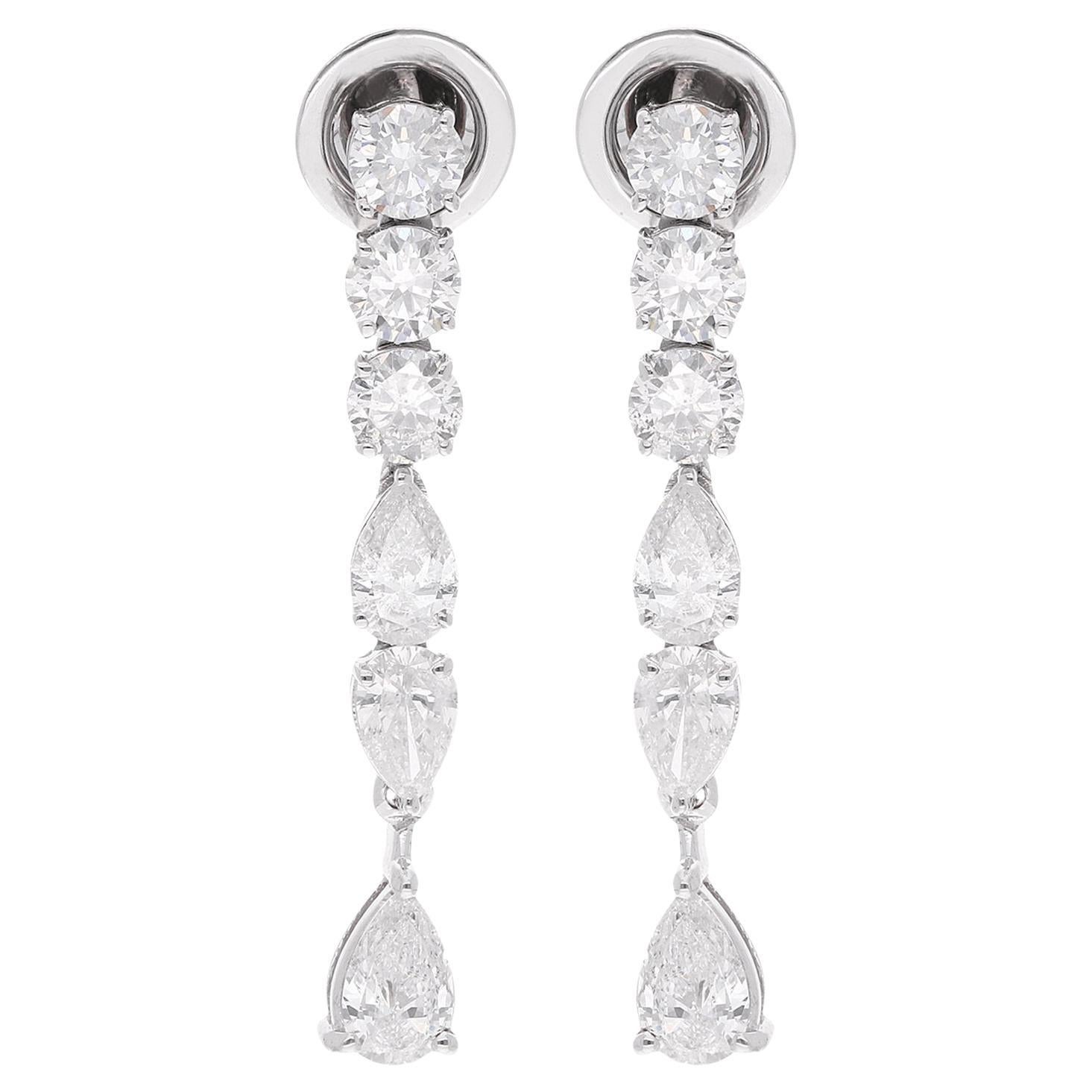 2,8 Karat SI Reinheit HI Farbe Diamant Lange Ohrringe 14 Karat Weißgold im Angebot