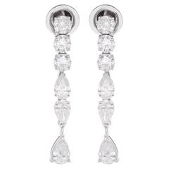 Orecchini a goccia lunghi con diamanti da 2,8 carati SI Clarity HI Color Oro bianco 14 carati