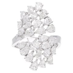 2.8 Carat SI Clarity HI Color Pear Diamond Wrap Ring 18 Karat White Gold Jewelry