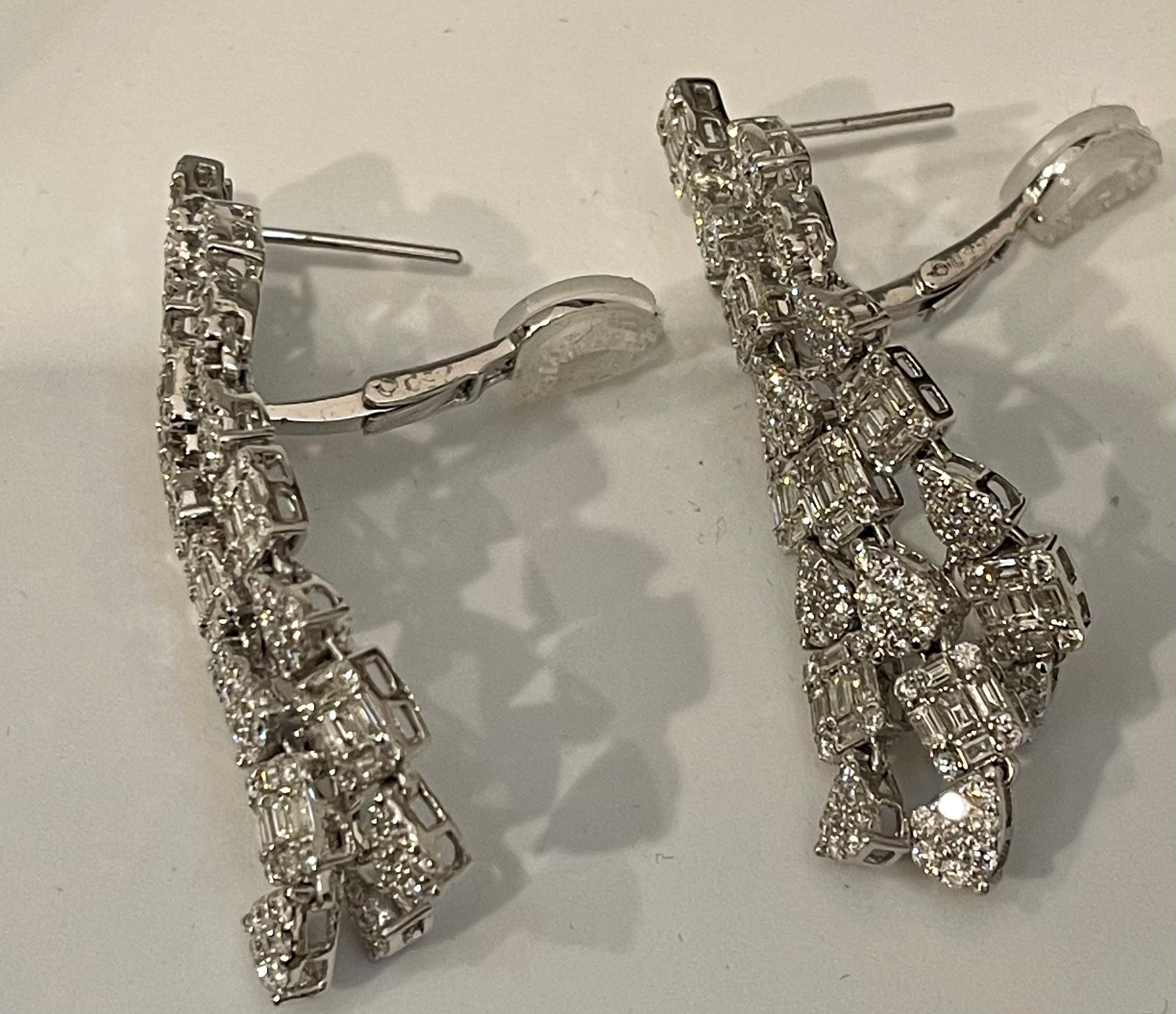 Ensemble collier et boucles d'oreilles de mariée en or blanc 18 carats avec diamants 28 carats, 76 g, état neuf en vente 4
