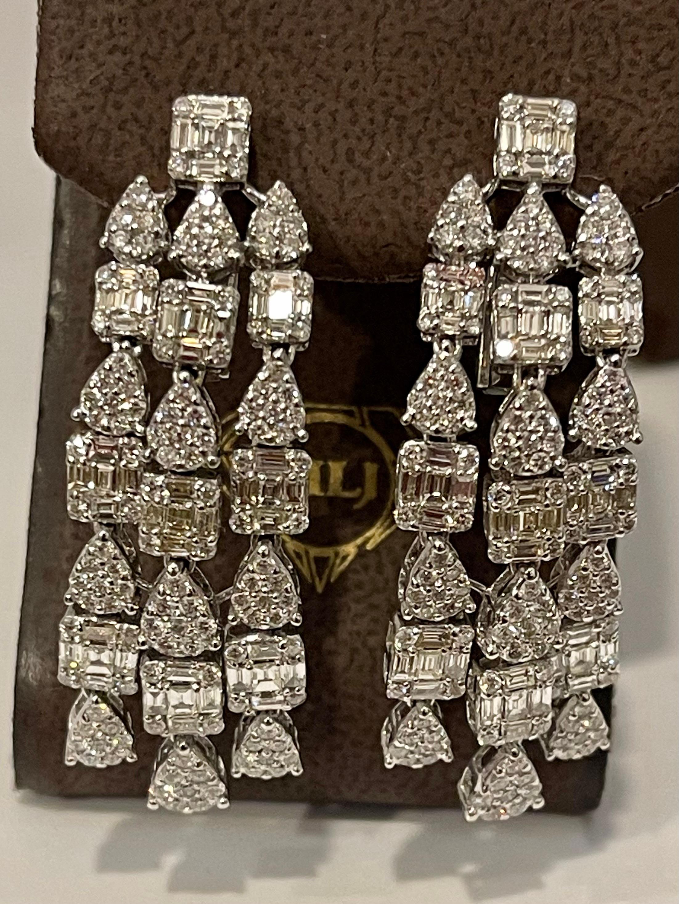 Ensemble collier et boucles d'oreilles de mariée en or blanc 18 carats avec diamants 28 carats, 76 g, état neuf en vente 6