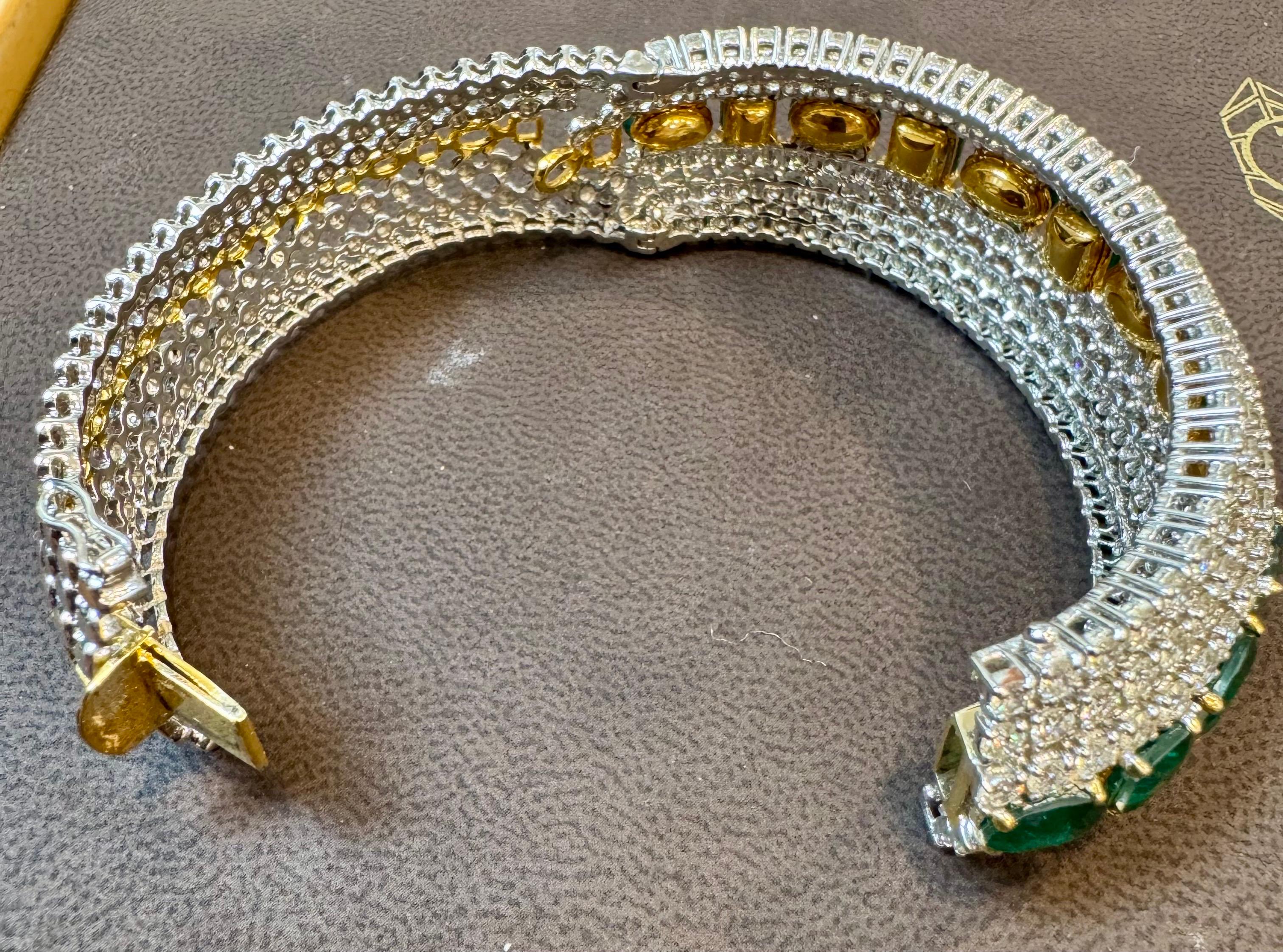 28 Ct  Finest Emerald and 30 Ct of Diamond Bangle Bracelet 1970