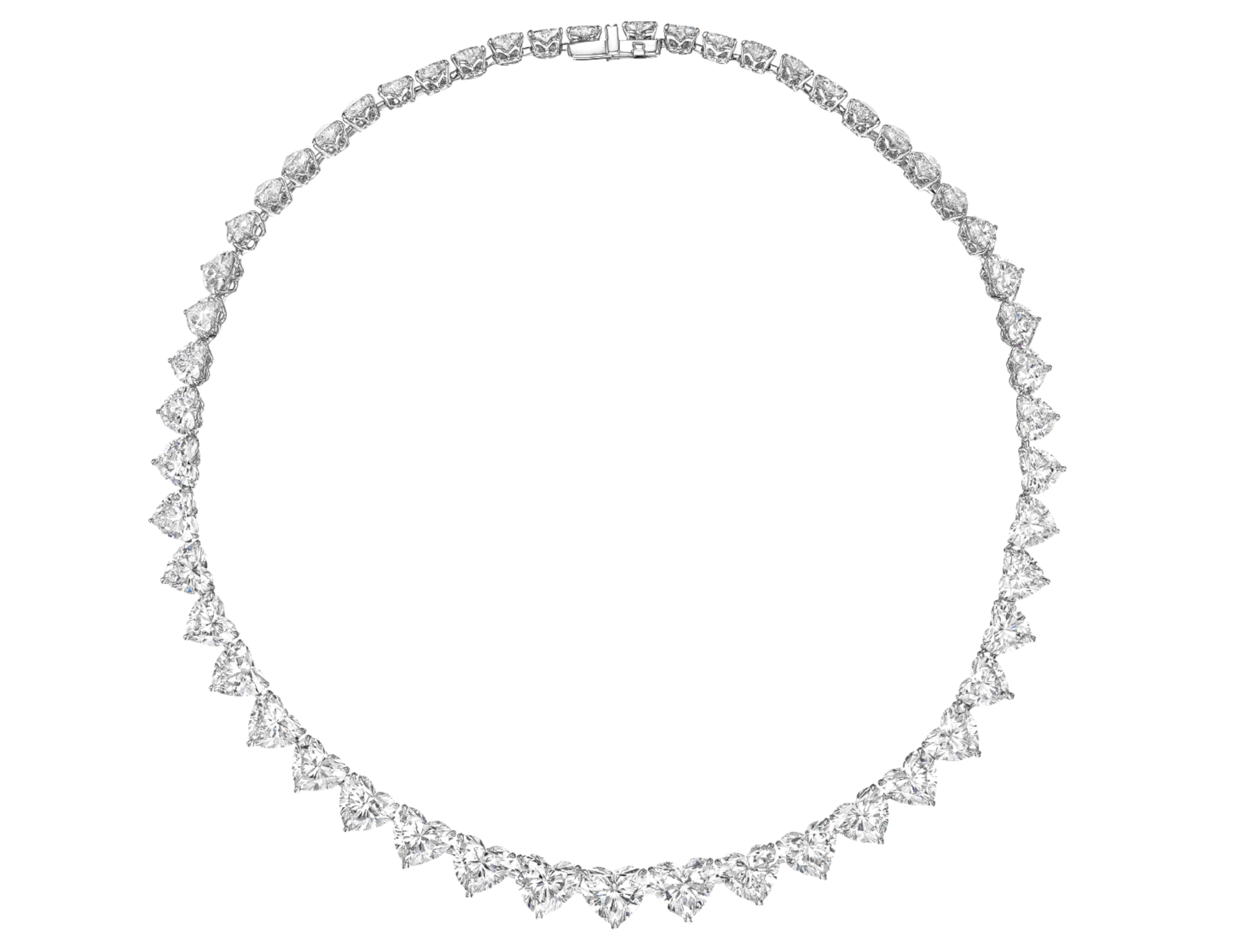 Contemporaneo 28 Ct. Collana Riviera con diamanti a forma di cuore in vendita
