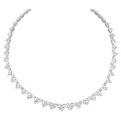 28 Ct. Collar Riviera de Diamantes en Forma de Corazón