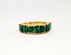 2.8 Ct Natural Emerald Ring Half Eternity Emerald Ring