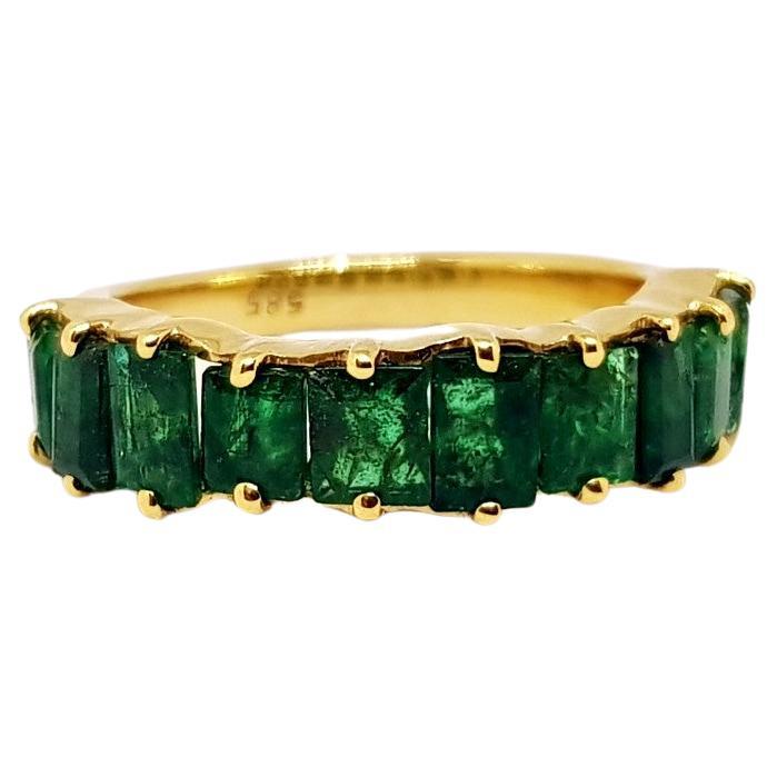 2.8 Ct Natural Emerald Ring Half Eternity Emerald Ring For Sale