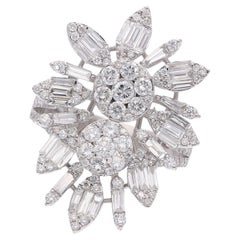 2.8 Ct SI Clarity HI Color Baguette Diamond Cluster Cocktail Ring 14k White Gold