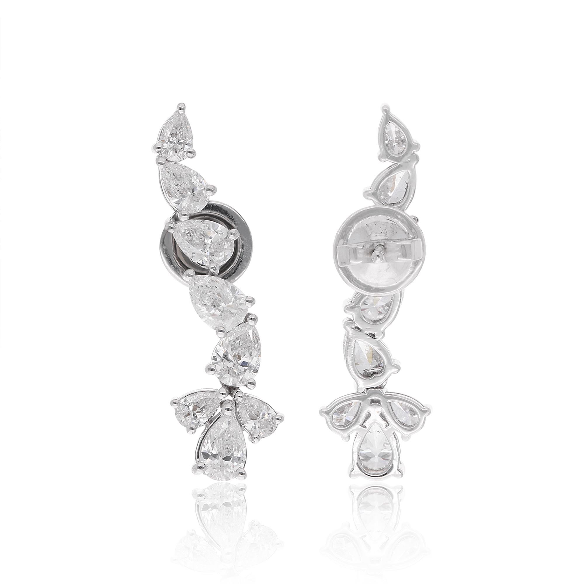 2.8 Karat SI Reinheit HI Farbe Birnen-Diamant-Ohr-Climber-Ohrringe 14 Karat Weißgold (Moderne) im Angebot