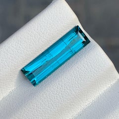 2.8 Cts Baguette Cut Indicolite Blue Tourmaline Gemstone for Pendant Jewelry