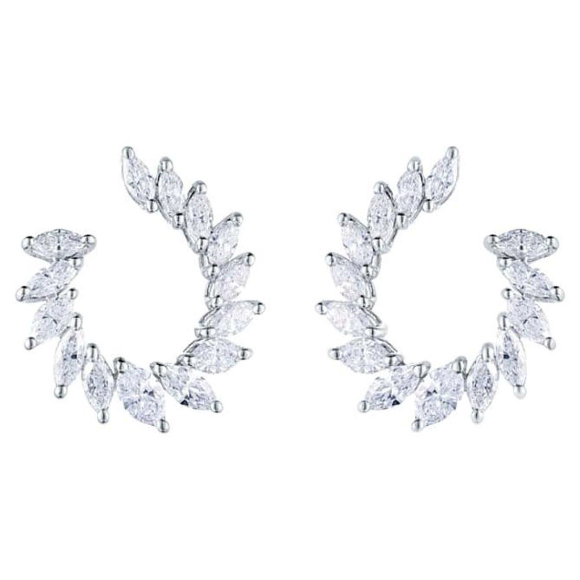 28 Diamanti Orecchini Marquise circolari in oro bianco 18K
