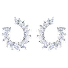 Boucles d'oreilles marquises circulaires en or blanc 18 carats et 28 diamants