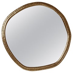 Specchio da parete H. 28" con ottone martellato a mano
