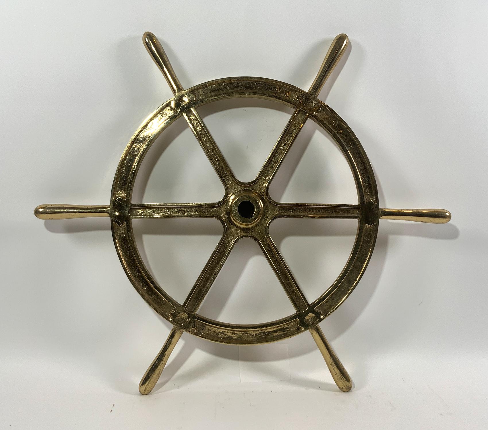 Twenty-eight-inch solid brass six spoke ships wheel with lacquer finish. Sizeable hub with keyway.

Weight: 28 LBS
Overall Dimensions: 28