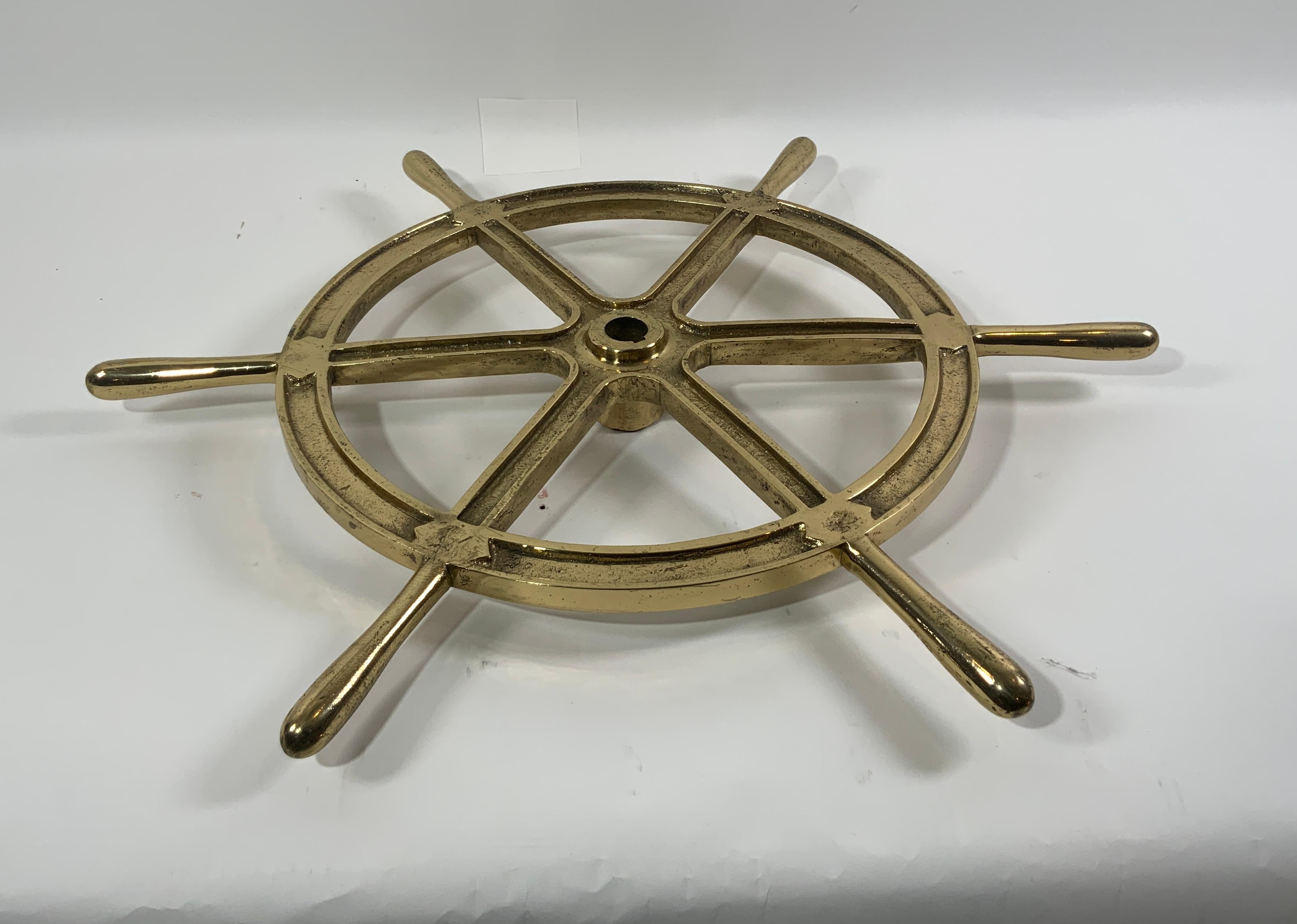 Six Spoke Solid Brass Ships Wheel For Sale 1
