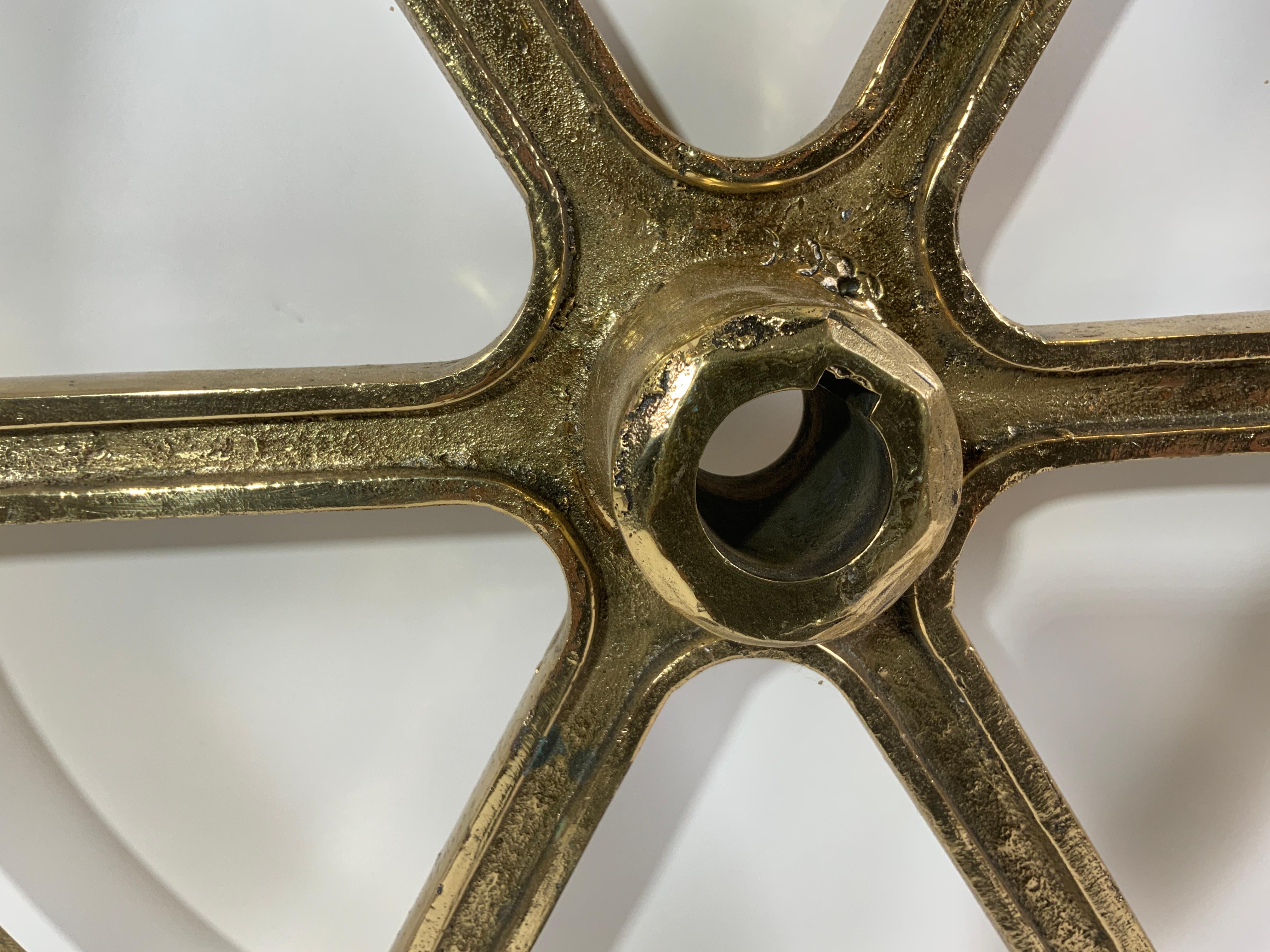 Six Spoke Solid Brass Ships Wheel For Sale 4
