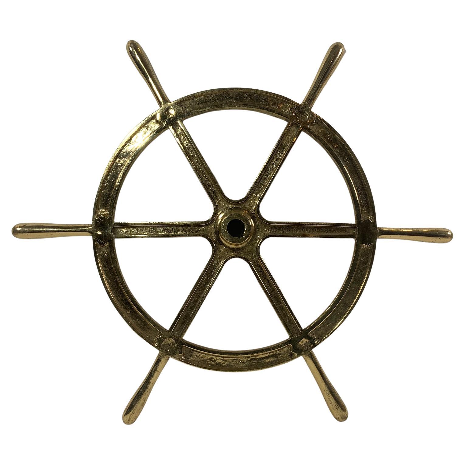 Six Spoke Solid Brass Ships Wheel For Sale