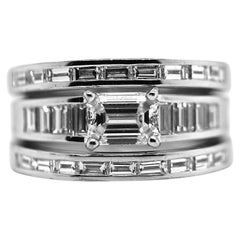 Antique 2.8 Karat Diamonds 18 Karat White Gold Cocktail Band Ring