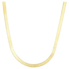 Herringbone Classic Snake Silk Necklace 14K Yellow Gold