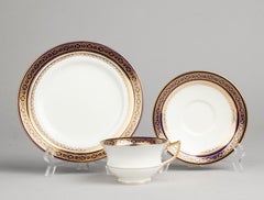 28-Piece English Antique Porcelain Tea Set Made by Aynsley