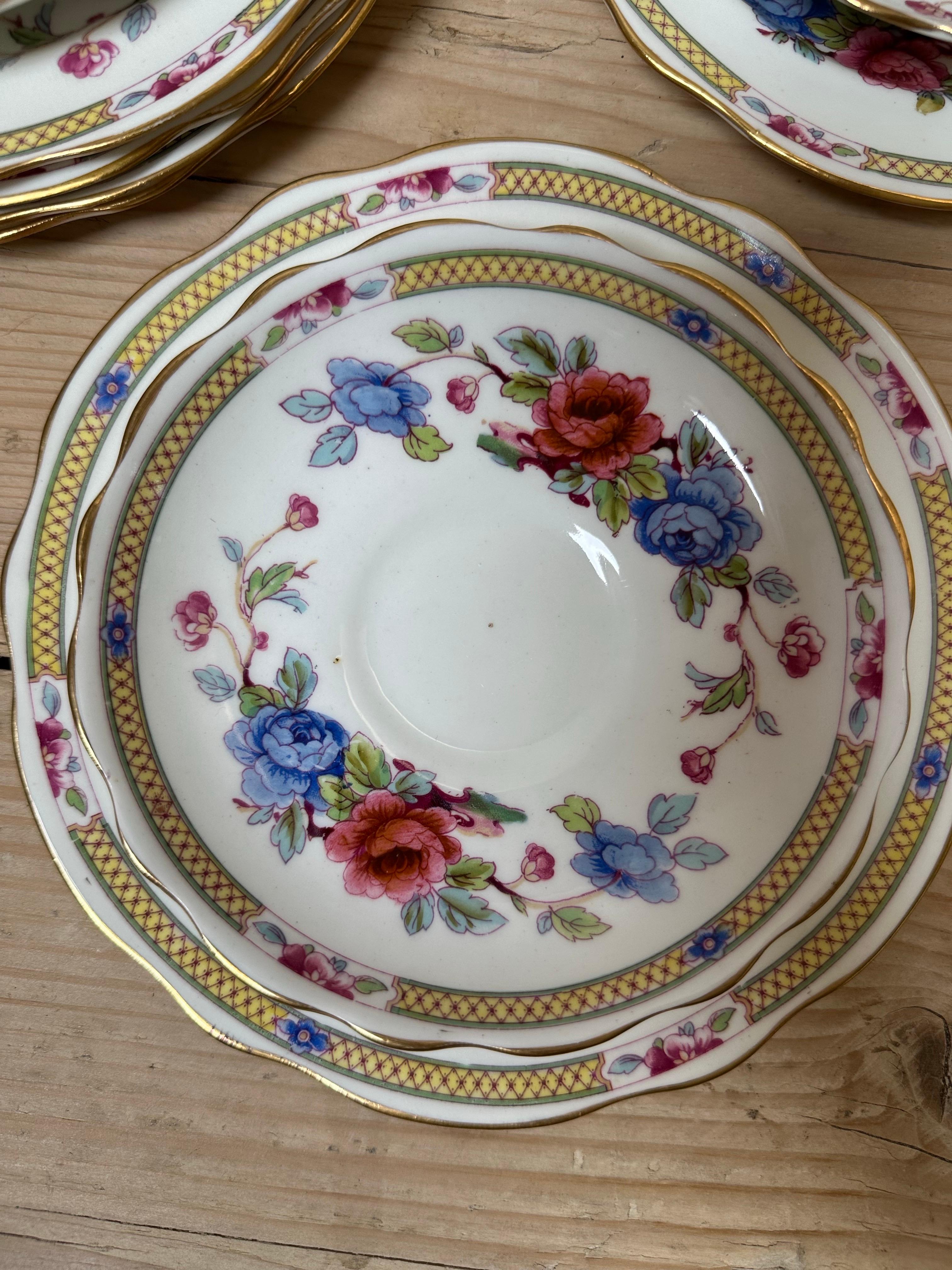 28 pièces Hammersley & Co. Service à thé en porcelaine, floral bleu et rouge, doré, 1900 en vente 7
