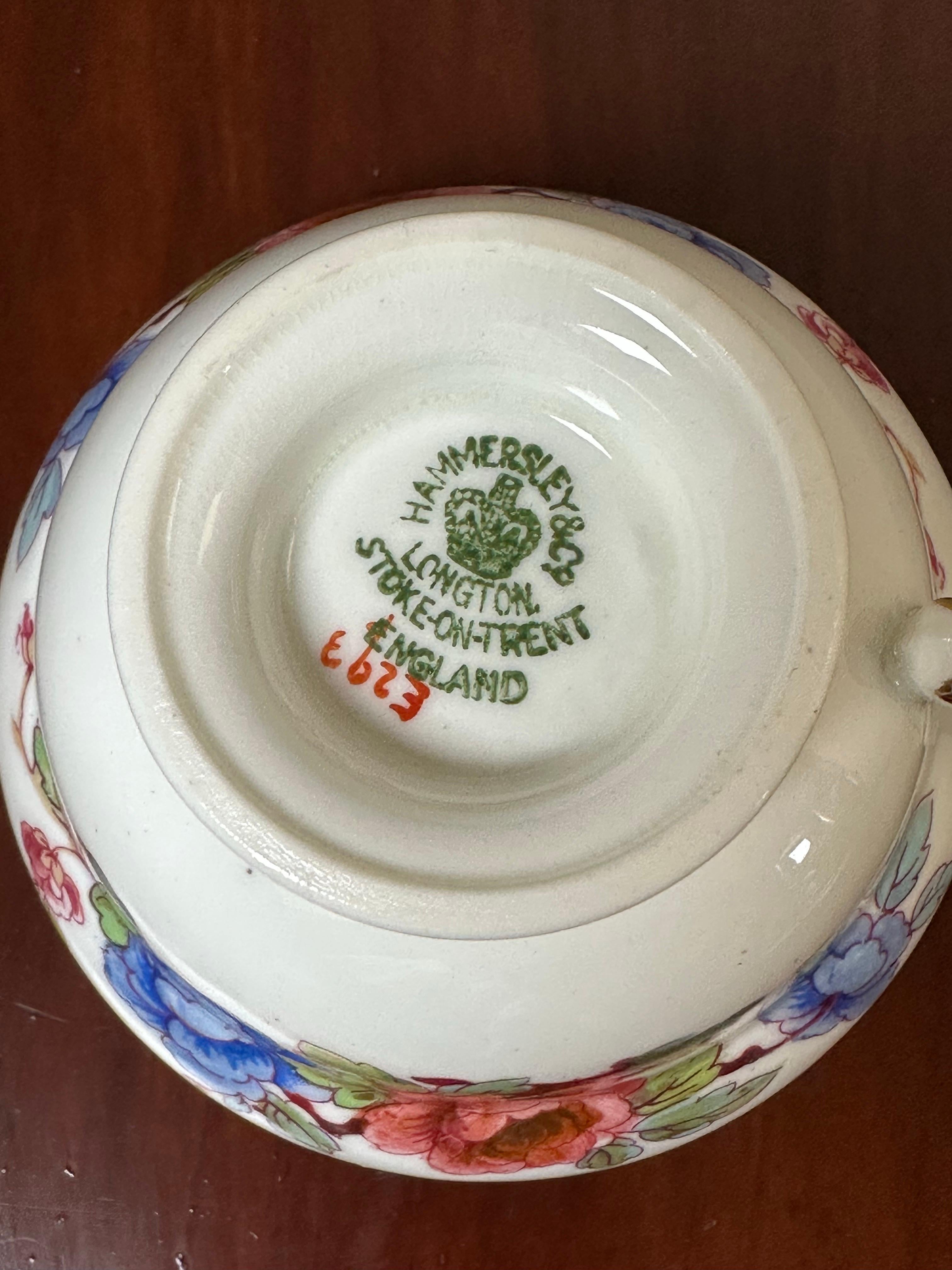 28 pièces Hammersley & Co. Service à thé en porcelaine, floral bleu et rouge, doré, 1900 en vente 10