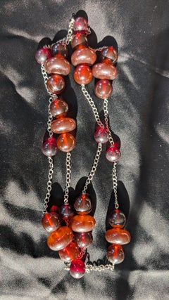 GIA Certified Vintage Resin Beaded Necklace with Trio Clusters