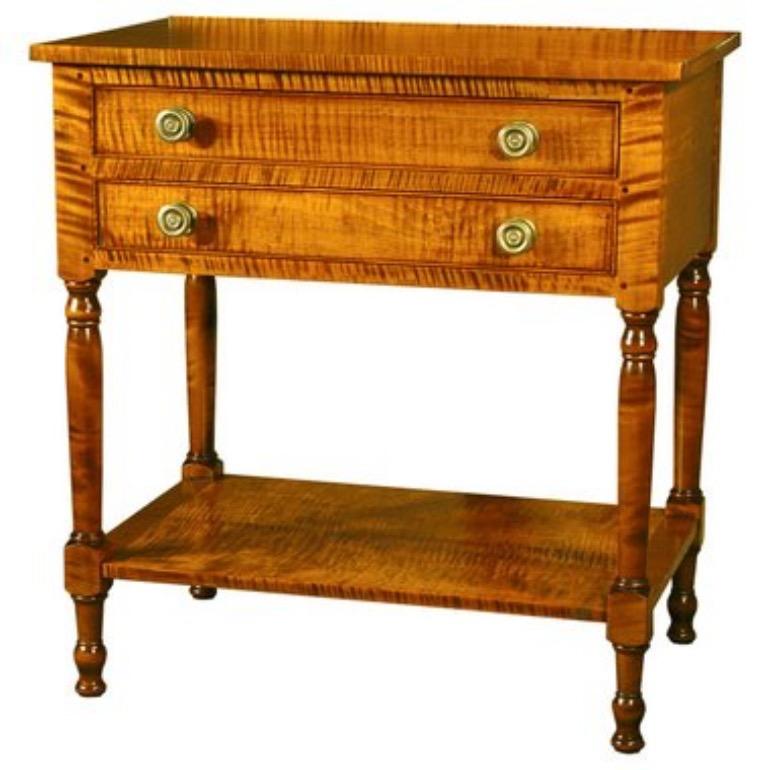 Sheraton washstand shown in Tiger Maple. This is the bigger brother of our 24