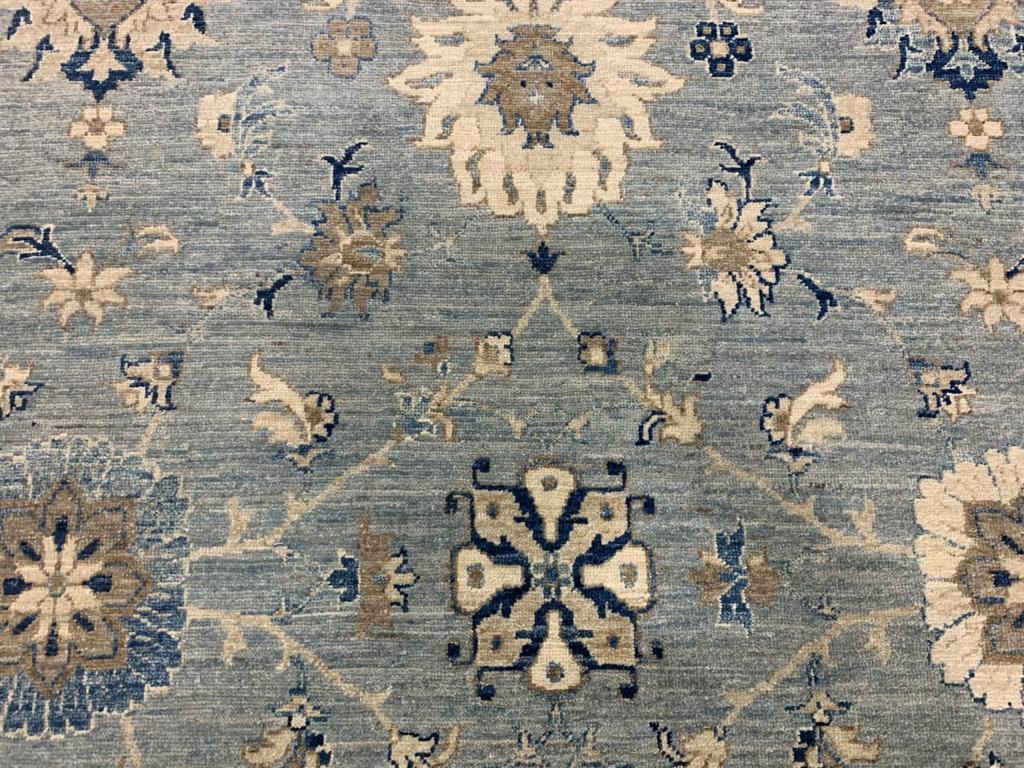 28 x 14 ft Palace Size Rug Contemporary in Style of Farahan Grey Blue and Beige For Sale 3