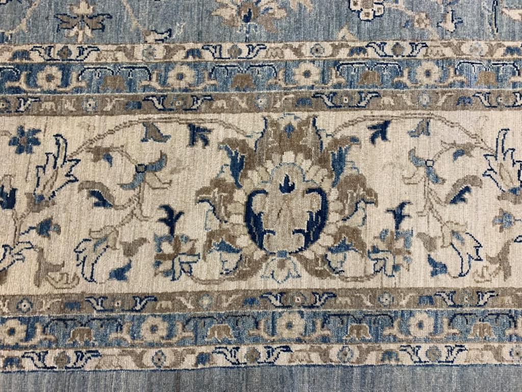 28 x 14 ft Palace Size Rug Contemporary in Style of Farahan Grey Blue and Beige For Sale 1