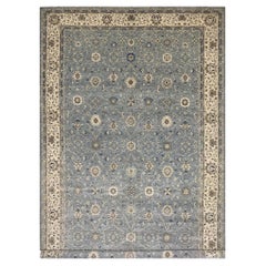 Alfombra tamaño palacio de 28 x 14 pies Contemporánea al estilo de Farahan Gris Azul y Beige