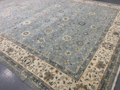 28 x 14 ft Palatial Size Rug Contemporary in Style of Farahan Grey Blue Beige