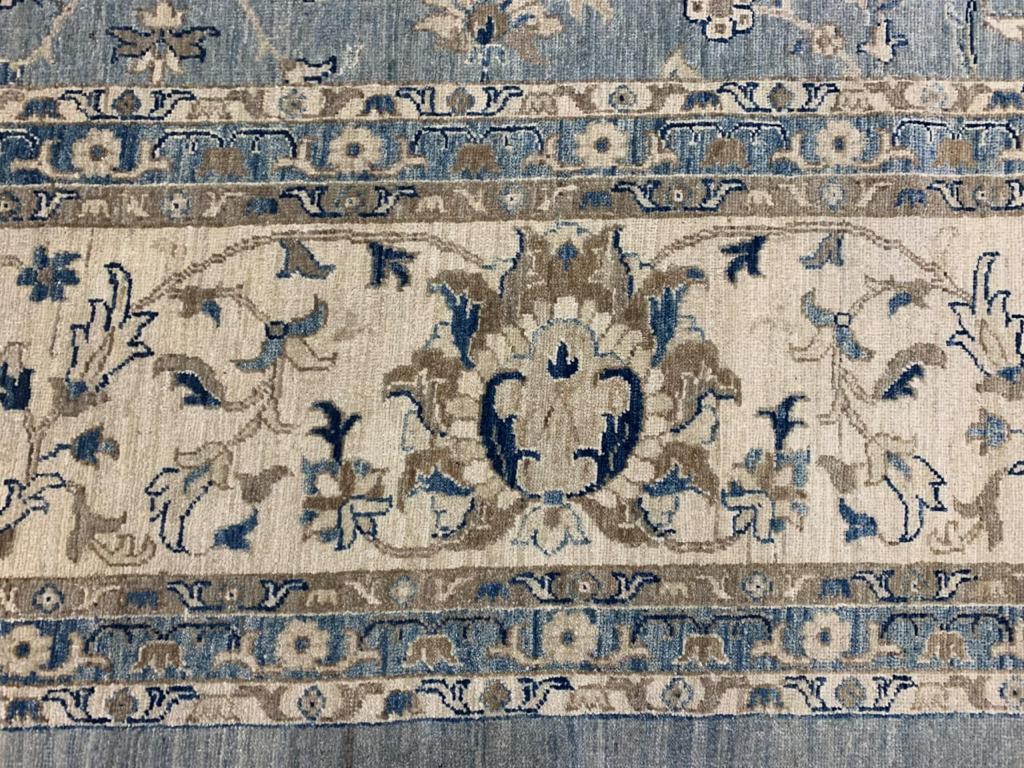 Oushak 28 x 14 ft Palace Size Rug Contemporary in Style of Farahan Grey Blue and Beige For Sale