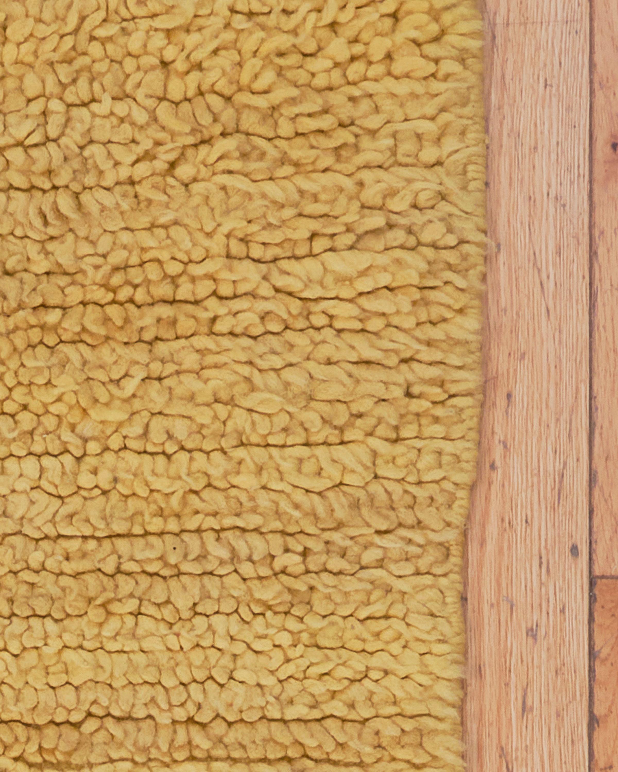 2’8” x 6’0.5” Alyssum Yellow Handmade Moroccan Wool Vintage Rug In Good Condition For Sale In Livingston Manor, NY