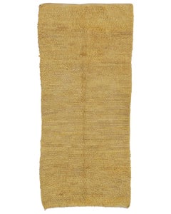 2’8” x 6’0.5” Alyssum Yellow Handmade Moroccan Wool Vintage Rug